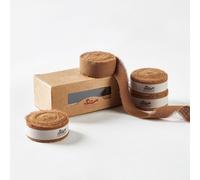 Pretty Jolly Cinta de algodón marrón para envolver regalos, hecha a mano, cinta deshilachada rústica para ramo de flores, 5/8 pulgadas x 20 yardas, cintas de tela para manualidades, invitaciones de