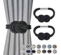 Pretty Jolly Mini alzapaños magnéticos para cortinas, estilo nórdico, estilo simple, elegante, decorativo, cortina, corbata para el hogar y la oficina, cortina de ventana, negro, 2 unidades