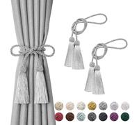 Pretty Jolly Paquete de 2 alzapaños de cortina con borla de doble extremo, hechos a mano, trenzados, estilo europeo, decorativos, para el hogar y la oficina (gris)