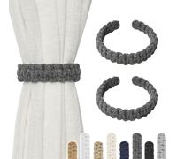Pretty Jolly Paquete de 2 alzapaños de cortina de cuerda de algodón natural, estilo rústico, decorativo, hecho a mano, trenzados, para cortinas traslúcidas y ligeras (C-gris oscuro-S)