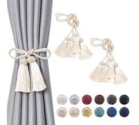 Pretty Jolly Paquete de 4 alzapaños de cortina con borlas de doble extremo, hechos a mano, trenzados, con nudo de cuerda, estilo europeo, alzapaños decorativos para cortinas de ventana del hogar y la