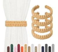 Pretty Jolly Paquete de 4 alzapaños de cortina de cuerda de algodón natural, estilo rústico, decorativo, hecho a mano, trenzados, para el hogar y la oficina, cortinas traslúcidas, ligeras (C-caqui)