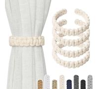 Pretty Jolly Paquete de 4 alzapaños de cortina de cuerda de algodón natural, estilo rústico, decorativo, hecho a mano, trenzados, para el hogar y la oficina, cortinas traslúcidas, ligeras (C-beige)