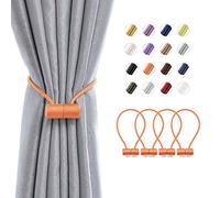Pretty Jolly Paquete de 4 alzapaños magnéticos para cortina de 40,6 cm, diseño moderno, hecho a mano, con cuerda de cuerda para cortinas decorativas para el hogar y la oficina (naranja)