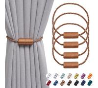 Pretty Jolly Paquete de 4 alzapaños magnéticos para cortinas de 40,6 cm hechas a mano con cuerda de tejido de cuerda para cortinas decorativas convenientes para el hogar y la oficina para cortinas de