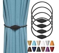 Pretty Jolly Paquete de 4 alzapaños magnéticos para cortinas hechas a mano con cuerda de tejido de cuerda para cortinas decorativas convenientes para el hogar y la oficina cortinas de ventana (negro)