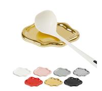 Pretty Jolly Soporte de cuchara de cerámica para estufa, soporte de cuchara de cocina para mostrador, cuchara de café, soporte para utensilios, soporte de espátula dorada, forma de nube, decoración