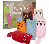 Pretty Kitty Juguetes para Gatos con Cojines de Hierba Gatera Seca, Pack de 6 - Hierba Gatera con Aroma Natural a Menta - Fomenta Instinto de Caza - Accesorio Ideal para Gatos y Gatitos - 13x13x10 cm