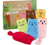 PRETTY KITTY Valeriana Cat Toys: 6 almohadas con raíz de valeriana seca, colorido, juego de almohadas de gatito de peluche