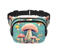 Pretty Little Mushrooms - Bolsa de hombro de viaje para fitness, moderna e informal, riñonera cuadrada de doble capa, Negro -, Talla única