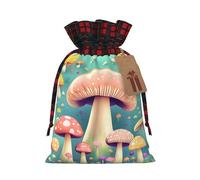 Pretty Little Mushrooms - Bolsas con cordón con estampado de hongos, bolsa de aperitivos de caramelos, bolsas reutilizables para envolver y almacenar, talla M