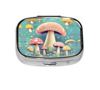 Pretty Little Mushrooms - Organizador de pastillas de viaje con 2 compartimentos, mini pastillero portátil, caja de almacenamiento de medicamentos y vitaminas