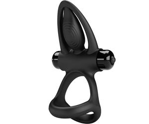 Pretty Love Anillo vibrador - 10 modos, Silicona ABS, negro