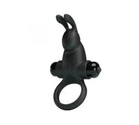 Pretty love - anillo vibrador + estimulador rabbit clítoris 10 vibraciones negro