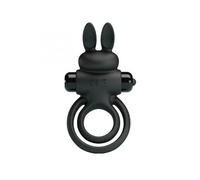 PRETTY LOVE - ANILLO VIBRADOR III CONEJO PARA PENE NEGRO