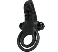 PRETTY LOVE BI-210203 - Anillo vibrador doble con estimulador clitoriano, 10 modos (negro)