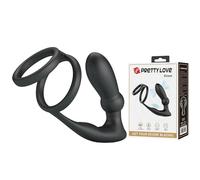 Pretty Love Emoni - Anillo para el pene con plug anal para hombre Negro 15
