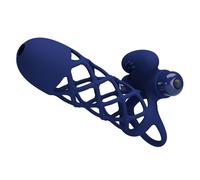 Pretty Love Giann - Funda vibradora para pene con anilla y estimulador clitoriano - Azul