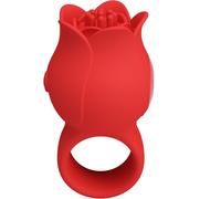 PRETTY LOVE - JAE VIBRADOR DE DEDO FORMA DE ROSA 10 VIBRACIONES ROJO