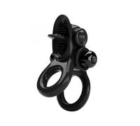 Pretty love - passionate ring doble anillo vibrador + estimulador clítoris negro