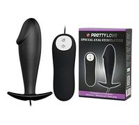 Dreamlove Pretty Love Plug Anal Silicona Forma Pene y 12 Modos Vibración Negro - 150 gr
