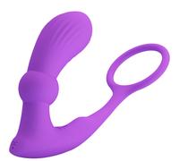 Pretty Love Warren - anillo para pene con plug anal vibrador y mando inalámbrico, violeta