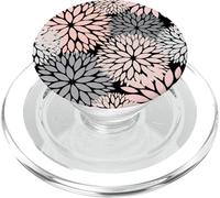 Pretty Pink and Gray Dahlia Flower Pattern PopSockets PopGrip para MagSafe