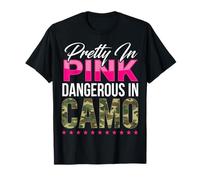 Pretty Pink Dangerous In Camo Frase Diseño Camiseta