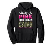 Pretty Pink Dangerous In Camo Frase Diseño Sudadera con Capucha