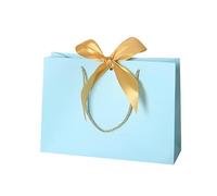 Pretty Pink Kraft Gift Bag Gold Present Box para Pijamas Ropa Libros Empaquetado Gold Handle Paper Box Bags Kraft Paper Gift Bag-Blue,10pcs,L 32 x H 25x W 11cm
