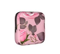 Pretty Pink Roses - Bolsa de almacenamiento a prueba de períodos, funda de viaje de higiene femenina para toallas sanitarias, bolsa mensural discreta para bolso de oficina