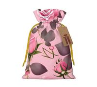 Pretty Pink Roses - Bolsas de regalo con cordón con cordón, bolsas de vacaciones, bolsas de golosinas, bolsas de regalo de Navidad