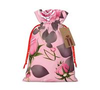 Pretty Pink Roses - Bolsas de regalo con cordón con cordón, bolsas de vacaciones, bolsas de golosinas, bolsas de regalo de Navidad