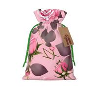 Pretty Pink Roses - Bolsas de regalo con cordón con cordón, bolsas de vacaciones, bolsas de golosinas, bolsas de regalo de Navidad