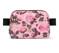 Pretty Pink Roses - Riñonera impermeable para hombres y mujeres, riñonera ajustable para viajes, bolsa cruzada ligera para correr, gimnasio