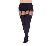 Pretty Polly Curves Suspender Tights, medias Mujer, 60 DEN, Negro (Black Black), X-Large