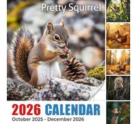 Pretty Squirrel 2026 Calendar: Fluffy tails and bright eyes among the autumn leaves