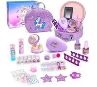 Pretty The Girl - Maletín Maquillaje Niñas - Estuche Manicura, Pintauñas Infantil, Caja Accesorios Niños, Pegatinas para Uñas, Maletin Esmalte Completo, Regalo Niña 3 4 5 6 7 Años, Bolsos Make Up
