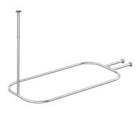 PrettyHome Barra de cortina de ducha con forma cuadrada para baño, resistente, no se oxida, barra de ducha ovalada de 58.3 x 24 pulgadas para bañera con patas de garras, para bañeras de pie, cromadas