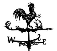 Prettyia Veleta de Viento de Hierro para Tejado, Weather Vane, Silueta de Gallo, Ornamento para Patio Jardín