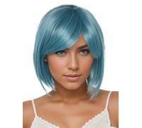 Prettyland Azul Turquesa Señoras Peluca Corta Bob Suave Todos los Días Bulma Dragon Ball turquesa Cosplay Wig C1453