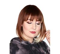 Prettyland C1150 - lisa natural mate BOB peluca longitud media peinado de moda flequillo recto - Ombre Brown