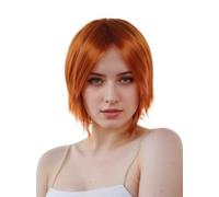 Prettyland de longitud media en pony con flecos Suave peluca Mujer Hombre rojo anaranjado one piece nami Manga C622