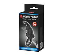 Pretty Love – Anillo vibrador + estimulador rabbit clítoris – 10 vibraciones – Negro
