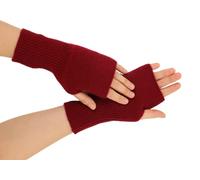 Prettystern 2 hilos Cachemire Lana Guantes Calentadores de Muñecas de Cachemira de Punto Grueso Puños Sin Dedos, rojo oscuro, Talla única