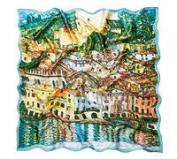 Prettystern Bufanda Chal de seda estampada Art Nouveau Gustav Klimt Malcesine en el Lago de Garda