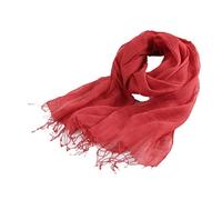 Prettystern bufanda de lino lisa unisex 100% foulard hombres y mujeres primavera verano con flecos T28 Bayas rojo