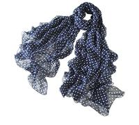 Prettystern bufanda de seda de color liso y marrón gasa lunares puntos punteados 200/65 azul