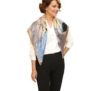 Prettystern Chal foulard de seda mujer con impresión de arte Art Nouveau Gustav Klimt 90cm cuadrado El beso (azul-verde) P681