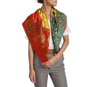 Prettystern Chal foulard de seda mujer con impresión de arte Art Nouveau Gustav Klimt 90cm cuadrado El beso Rojo P575